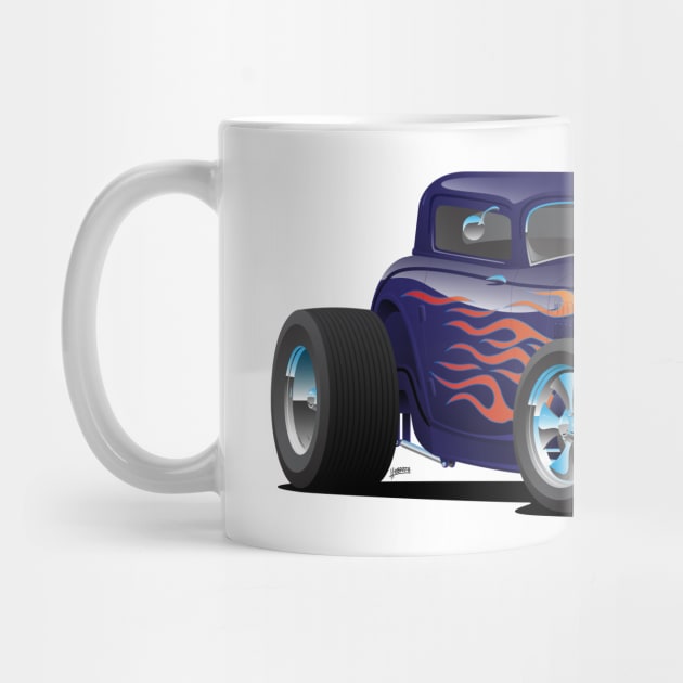 Vintage Hot Rod Car with Classic Flames by hobrath